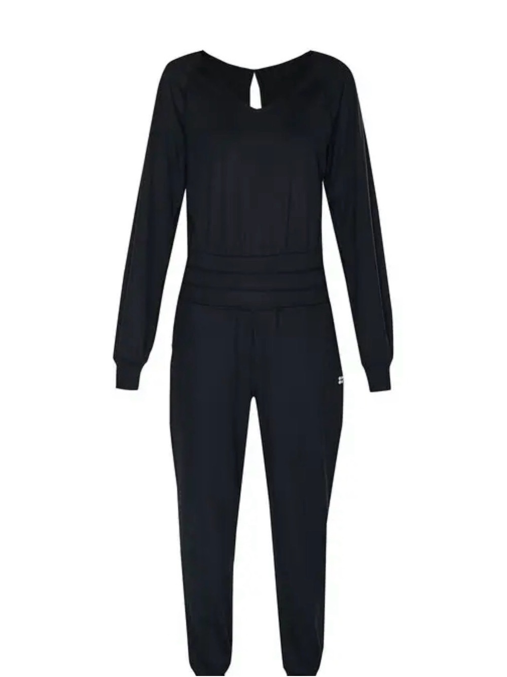NWT - Sweaty Betty Gaia Black V‑Neck Long‑Sleeve Jumpsuit - size large - Picture 4 of 10